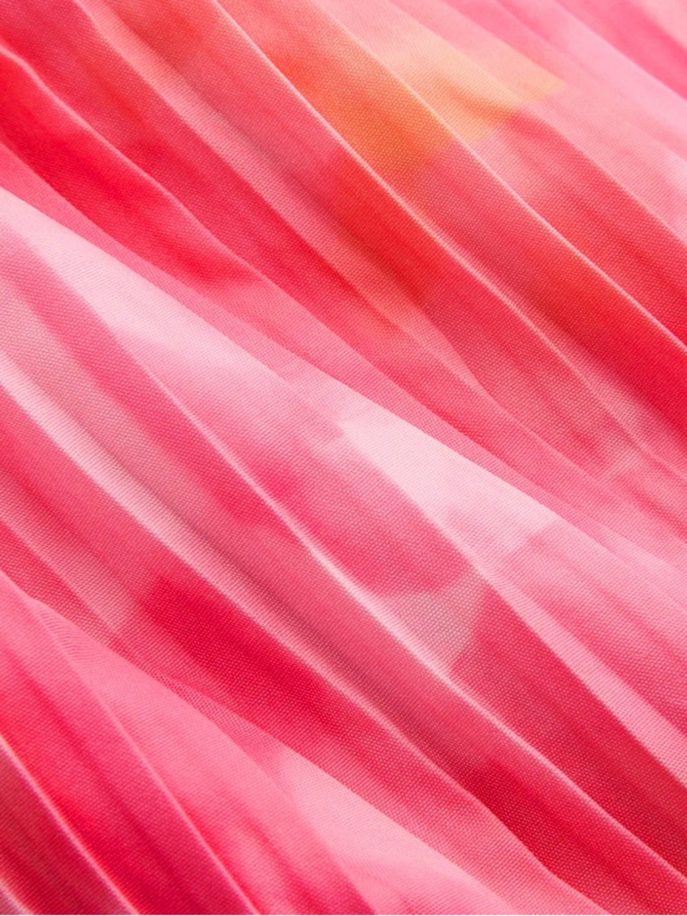 Commense Pink Watercolor Halter Pleated Midi Dress - Picture 4 of 7